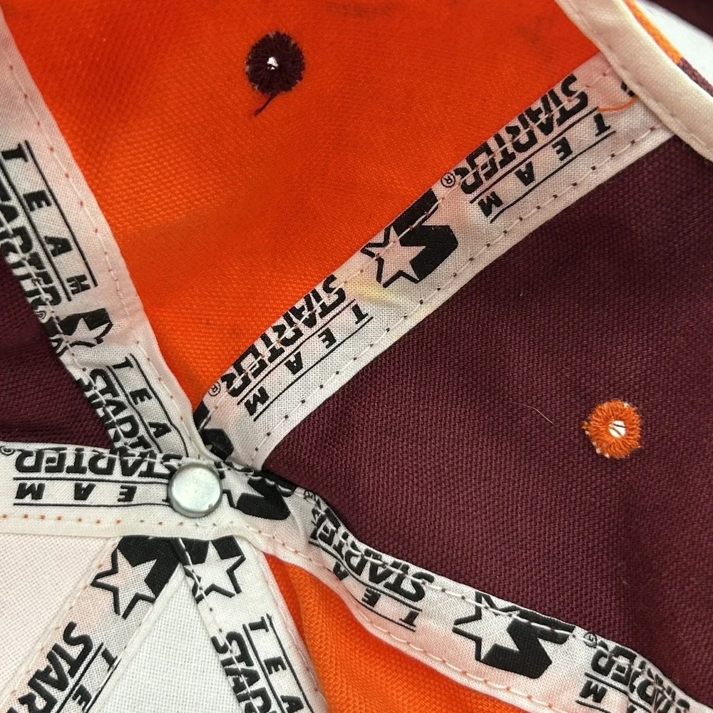 Vintage Virginia Tech‎ Hokies Hat Starter Two Tone Strapback Orange Red